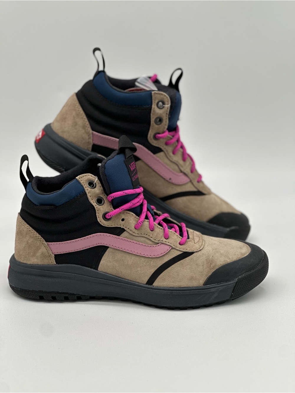 Vans All-Weather High-Top Sneakers in Taupe, Pink & Navy